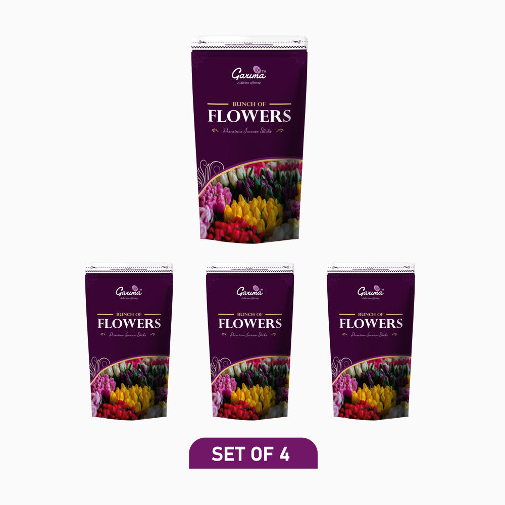Bunch of Flowers Premium Incense Sticks Zipper Pouch – Set of 4