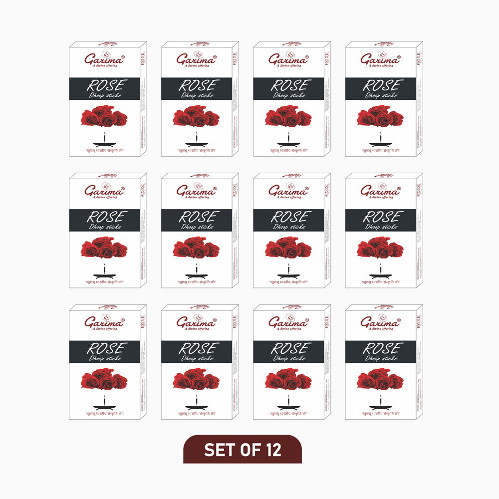Rose Dry Dhoop Sticks – Set of 12