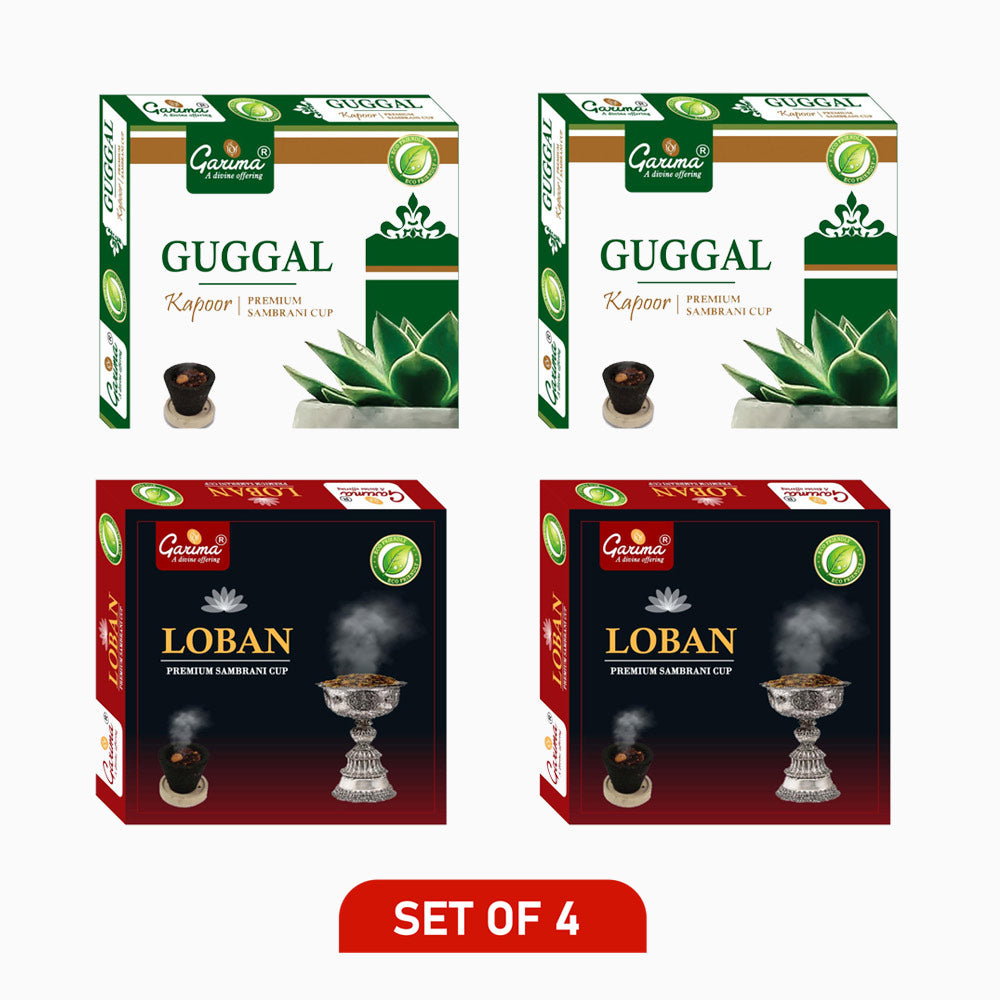 Mix Sambrani Cups – Guggal, Loban, Kapoor – Set of 4
