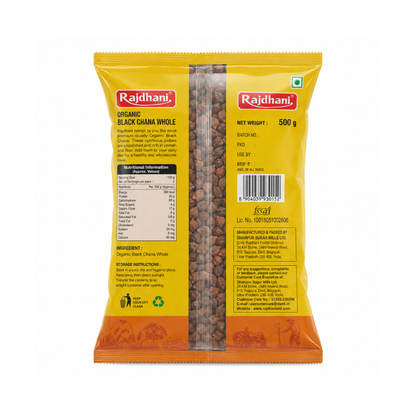 Organic Rajdhani Black Chana Whole 500g