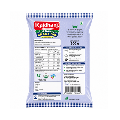 Organic Rajdhani Chana Dal 500g