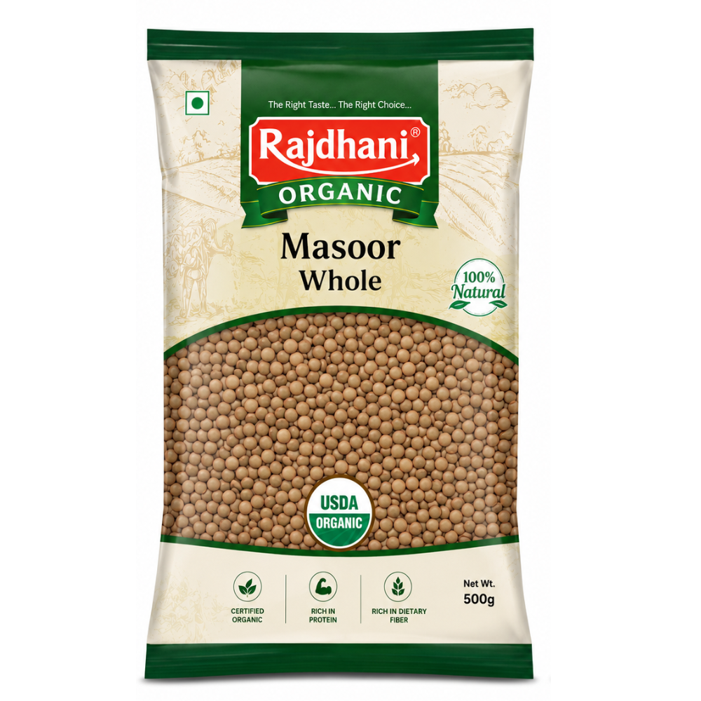 Organic Rajdhani Masoor Whole 500g