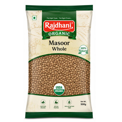Organic Rajdhani Masoor Whole 500g