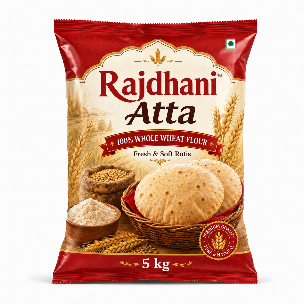 Rajdhani Chakki Fresh Atta (Whole Wheat Flour) - 5 kg